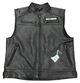 Harley Davidson Passing Link Black Cowhide Leather Vest for Men - MNCLeather